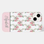 Coques Case-Mate iPhone Rose florale de verdure rose Monogram (Verso (horizontal))