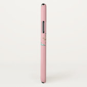 Coques Case-Mate iPhone Rose florale initiale monogramme rose girly (Dos/Droite)