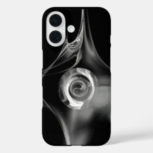 COQUES iPhone 16  ROSE FRACTAL BLANC NOIR