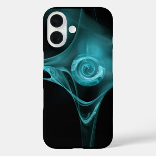 COQUES iPhone 16  ROSE FRACTAL BLEU CLAIR