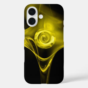COQUES iPhone 16  ROSE FRACTAL JAUNE LÉGER