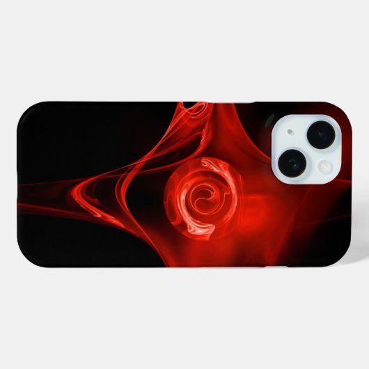 Coques Case-Mate iPhone ROSE FRACTAL, noir rouge (Verso (horizontal))