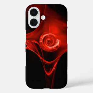COQUES iPhone 16 ROSE FRACTAL ROUGE EN NOIR