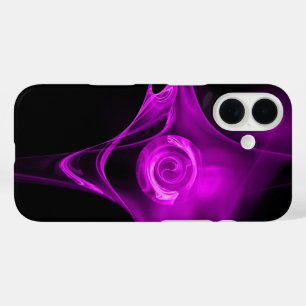 Coques iPhone 16 Rose FRACTAL VIOLET EN NOIR