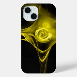 COQUE POUR iPhone 15 ROSE FRACTALE JAUNE CLAIR