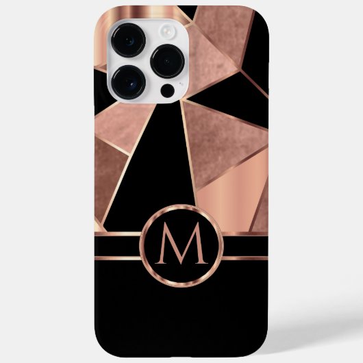 Coques Case-Mate iPhone Rose géométrique Or et noir (Verso)