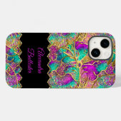 Coques Case-Mate iPhone Rose Gold Abstrait Violet Turquoise  (Verso (horizontal))