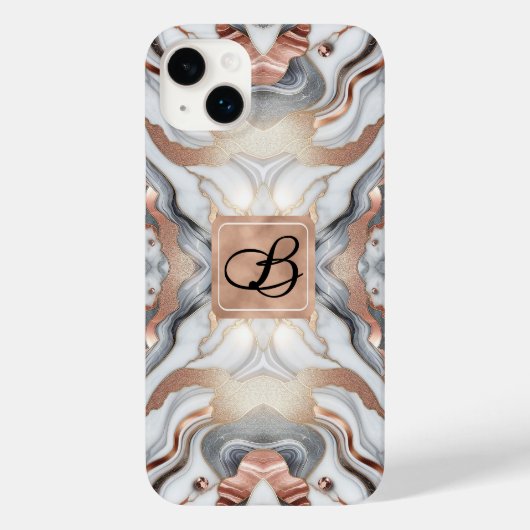 Coques Case-Mate iPhone Rose Gold Argent & Marbre Blanc Féminin (Verso)