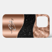 Coques Case-Mate iPhone Rose Gold Black Parties scintillant Bling Nom du m (Verso (horizontal))
