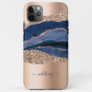 Case-Mate iPhone Case Rose Gold & Blue Parties scintillant Girl Marble