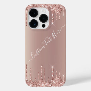 Coque Pour iPhone 14 Pro Rose Gold Blush Parties scintillant Drift Votre no