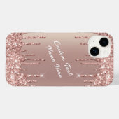 Coques Case-Mate iPhone Rose Gold Blush Parties scintillant Votre nom coqu (Verso (horizontal))