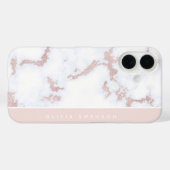 Coques Case-Mate iPhone Rose Gold & Blush Pink Marble subtil Personnalisé (Verso (horizontal))