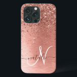 Case-Mate iPhone Case Rose Gold brossé Parties scintillant métallique No<br><div class="desc">Personnalisez facilement ce design branché de boîtier de téléphone chic avec une jolie parties scintillant brillante en or rose sur un arrière - plan métallique brossé en or rose.</div>