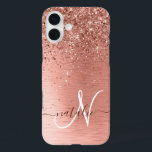 Coques iPhone 16 Plus Rose Gold brossé Parties scintillant métallique No<br><div class="desc">Personnalisez facilement ce design branché de boîtier de téléphone chic avec une jolie parties scintillant brillante en or rose sur un arrière - plan métallique brossé en or rose.</div>