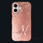 Coques iPhone 16 Rose Gold brossé Parties scintillant métallique No<br><div class="desc">Personnalisez facilement ce design branché de boîtier de téléphone chic avec une jolie parties scintillant brillante en or rose sur un arrière - plan métallique brossé en or rose.</div>