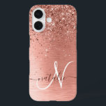 Coques iPhone 16 Rose Gold brossé Parties scintillant métallique No<br><div class="desc">Personnalisez facilement ce design branché de boîtier de téléphone chic avec une jolie parties scintillant brillante en or rose sur un arrière - plan métallique brossé en or rose.</div>