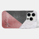 Coques Case-Mate iPhone Rose Gold, Chalkboard & Marble - Ajouter Monogramm (Verso (horizontal))