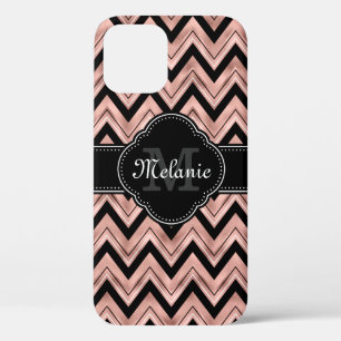 Case-Mate iPhone Case Rose Gold Chevron Motif noir blanc Monogramme