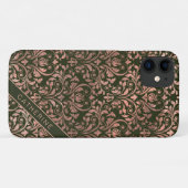 Coques Case-Mate iPhone Rose Gold Chic Damask Nom Personnalisé (Dos (Horizontal))
