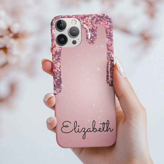 Coques Case-Mate iPhone Rose Gold de Luxe Pailleté qui dégouline