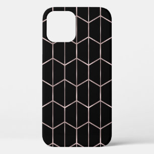 Case-Mate iPhone Case Rose Gold et Noir Chic Hexagone Géométrique Glamou