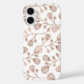 Coques Case-Mate iPhone Rose Gold Faux Foil Blanc Botanique Motif (Verso)