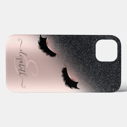 Coques Case-Mate iPhone Rose Gold Faux Lashes Black Parties scintillant Om (Verso (horizontal))