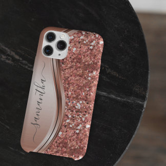 Case-Mate iPhone Case Rose Gold Faux Parties scintillant Bling Nom manus