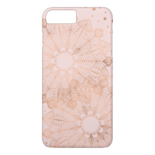 Case-Mate iPhone Case Rose Gold Floral Mandala Fin Faux Feuille sur Rose