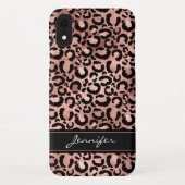Coques Case-Mate iPhone Rose Gold Foil Cheetah Motif - Nom personnalisé (Dos)