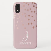 Coques Case-Mate iPhone Rose Gold Foil Girl Confetti Monogramme (Dos)