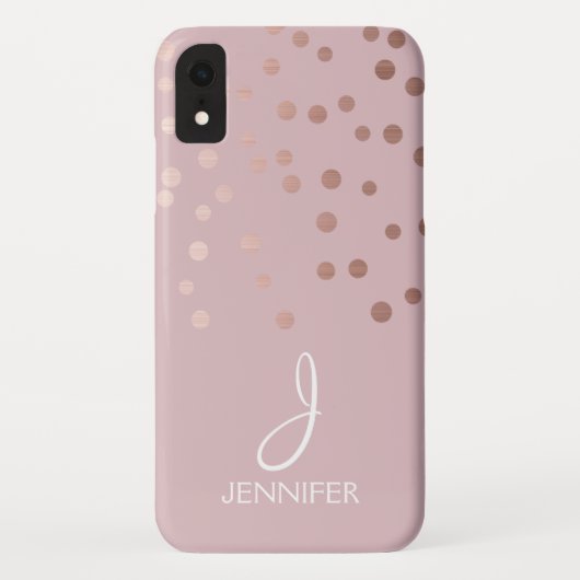 Coques Case-Mate iPhone Rose Gold Foil Girl Confetti Monogramme (Dos)