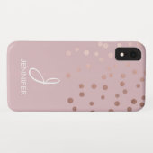 Coques Case-Mate iPhone Rose Gold Foil Girl Confetti Monogramme (Dos (Horizontal))