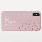Coques Case-Mate iPhone Rose Gold Foil Girl Confetti Monogramme (Dos (Horizontal))