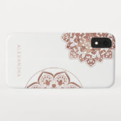 Coques Case-Mate iPhone Rose Gold Foil Indien Mandala Monogramme Nom (Dos (Horizontal))