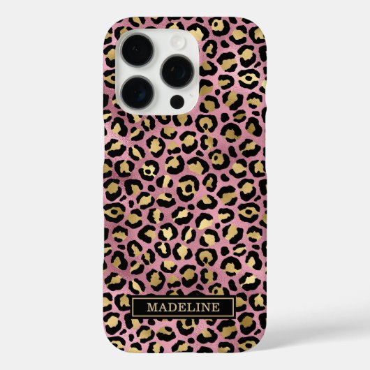 Coques Case-Mate iPhone Rose Gold Foil Leopard Print Monogrammed (Verso)