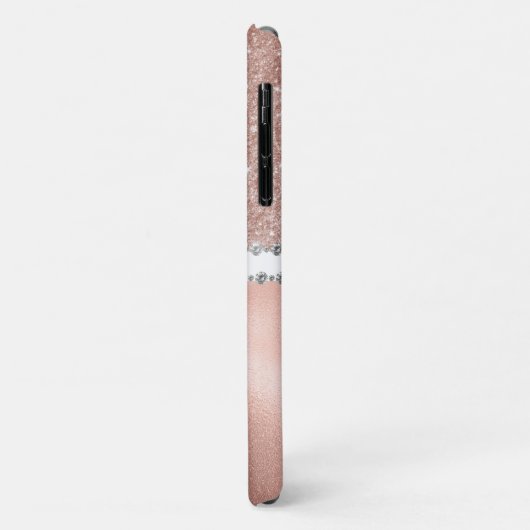 Coques Case-Mate iPhone Rose Gold Glam Diamond Monogramme tendance (Dos/Gauche)