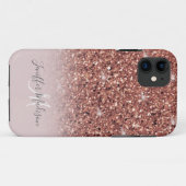 Coques Case-Mate iPhone Rose Gold Glitter Drips (Dos (Horizontal))