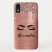 Coques Case-Mate iPhone Rose Gold Glitter Sparkle Eyelashes Monogram (Dos)