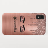 Coques Case-Mate iPhone Rose Gold Glitter Sparkle Eyelashes Monogram (Dos (Horizontal))