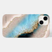 Coques Case-Mate iPhone Rose Gold Glitter Turquoise Marbre Élégant (Verso (horizontal))