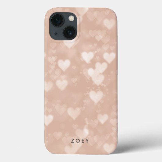 Coques Case-Mate iPhone Rose Gold Heart Bokeh (Verso)