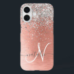 Coques iPhone 16 Rose Gold Jolie fille Parties scintillant argent b<br><div class="desc">Personnalisez facilement ce design branché de boîtier de téléphone chic avec une jolie parties scintillant brillante en argent sur un arrière - plan métallique brossé en or rose.</div>