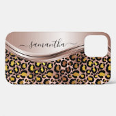 Coques Case-Mate iPhone Rose Gold Leopard Nom manuscrit Métal (Verso (horizontal))