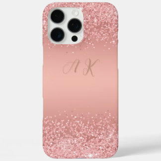 Coques iPhone 16 Pro Max Rose Gold Luxe Élégant Monogramme Brillance 