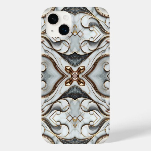 Coques Case-Mate iPhone Rose Gold Marble Blanc Luxe Glam (Verso)
