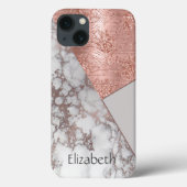 Coques Case-Mate iPhone Rose Gold Marbre Blanc Gris Géométrique Monogramme (Verso)
