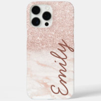 Rose Gold Marbre Ombré Paillettes Nom Personnalisé