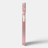 Coques Case-Mate iPhone Rose Gold Monogramme Nommé Paillettes Goutte Rose (Verso / Droite)